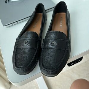 Coach Black Leather Flats Sleek Loafers